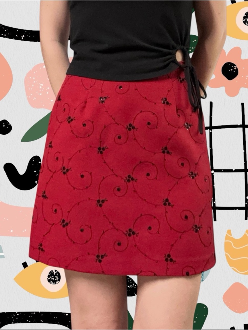 Just For Wraps by Wrapper | Y2K Embroidered Sequin High Waisted Mini Skirt